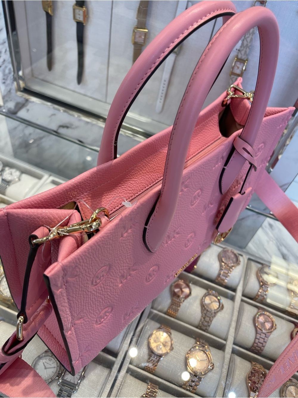 Michael Kors Mirella Md Logo Debossed Satchel Shoulder Tote Handb
Carnation 
NWT - Picture 11 of 16